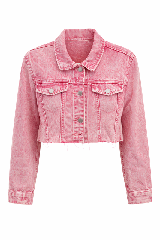 “Pinkishly Denim” Crop Jacket